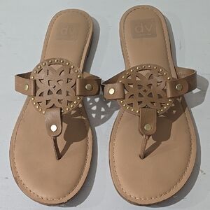 DV by Dolce Vita Tan Sandals with Ornate Cut-Out Design
